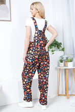 Retro Multicolor Black Corduroy Overalls