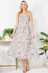 Multicolor Floral Fungi Print Cami Dress