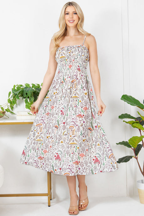 Multicolor Floral Fungi Print Cami Dress
