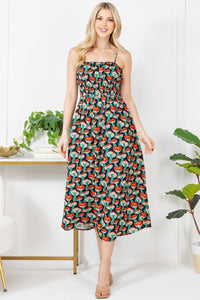 Ladybug Fungi Black Multicolor Print Cami Dress