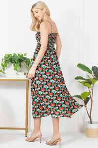 Ladybug Fungi Black Multicolor Print Cami Dress