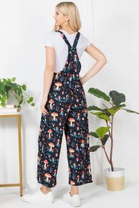 Dreamy Garden Atmosphere Print Design Corduroy Overalls