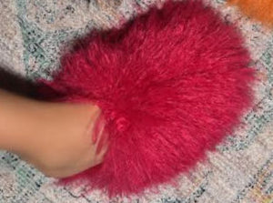 Lillie Fuchsia Faux Fur Slipper Sandal