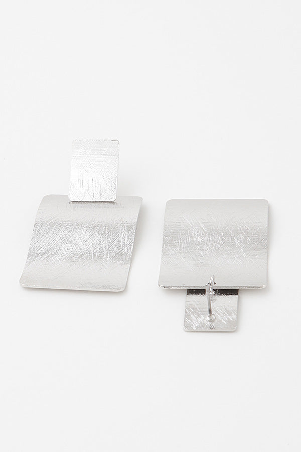 Silver Abstract Scratch Pane Earrings