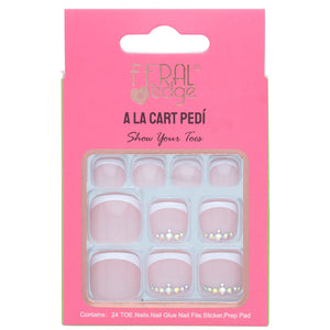 French Tips With Rhinestones Pedi Show Your Toe Nails Set