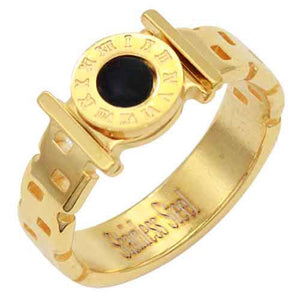 Roman Numeral Gold Stainless Steel Ring