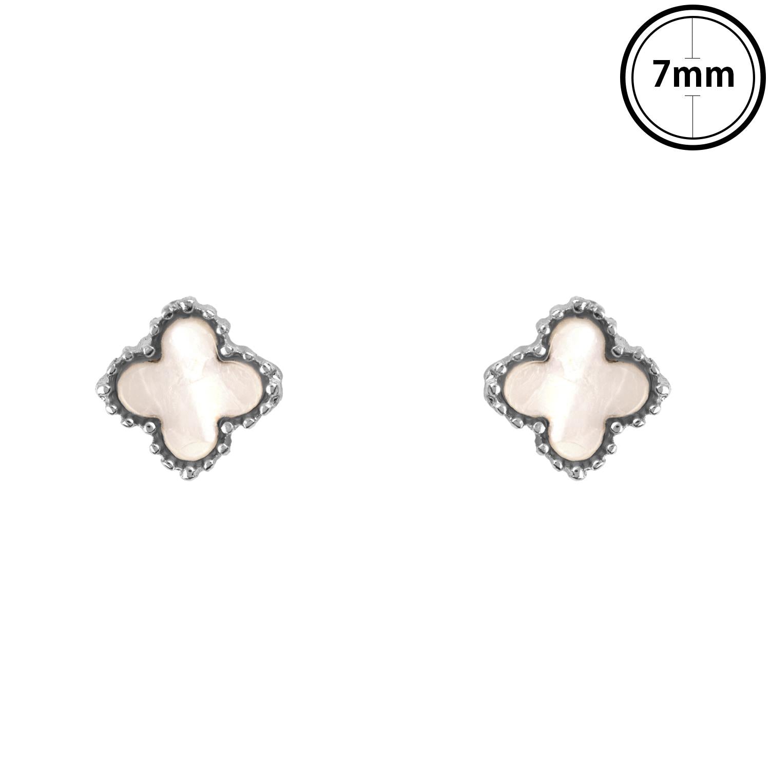 Shell Stud Flower Silver Earrings