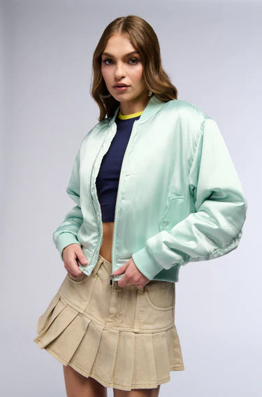 Mel Mint Satin Bomber