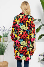 Colorful Print Kimono Black
