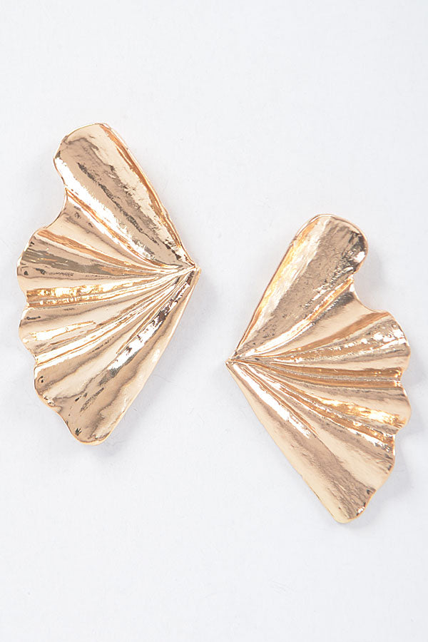 Gold Half Shell Metal Earrings