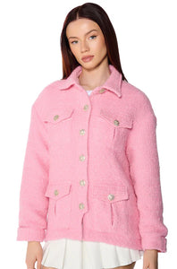 Vivian Pink Tweed Oversized Bomber