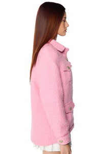 Vivian Pink Tweed Oversized Bomber