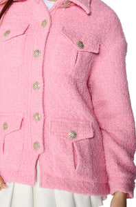 Vivian Pink Tweed Oversized Bomber