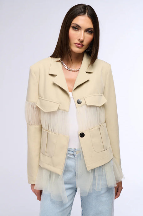 Karmen Ivory Meshed Up Deconstructed Blazer