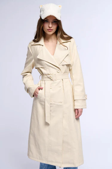 Diego Tan PU Trench Coat
