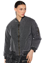 Lindy Washed Black Denim Bomber Jacket