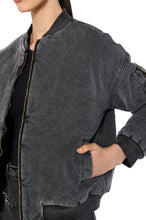 Lindy Washed Black Denim Bomber Jacket