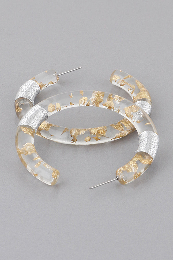 Clear Glitter Hoop Earrings