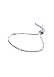 Silver Iridescent Adjustable Multi Rhinestone Bracelet