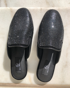 Ms. Bling Black Rhinestone Slides