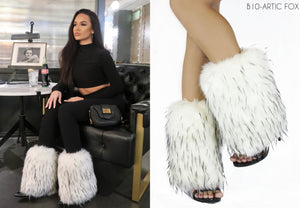 B10 Artic White Faux Fur Shoe Covers
