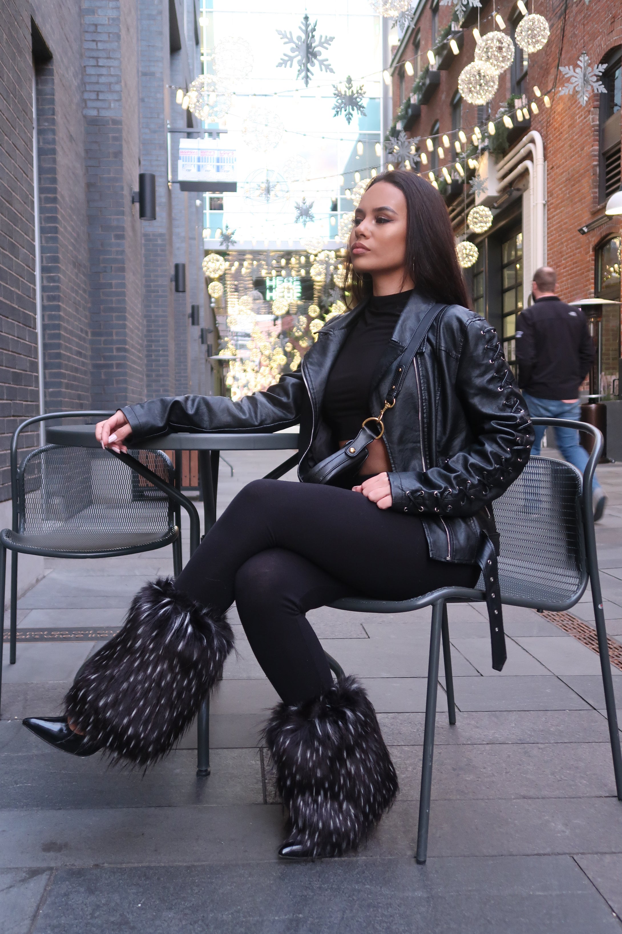 B9 Black Ice Mid Ankle Faux Fur Shoe Covers