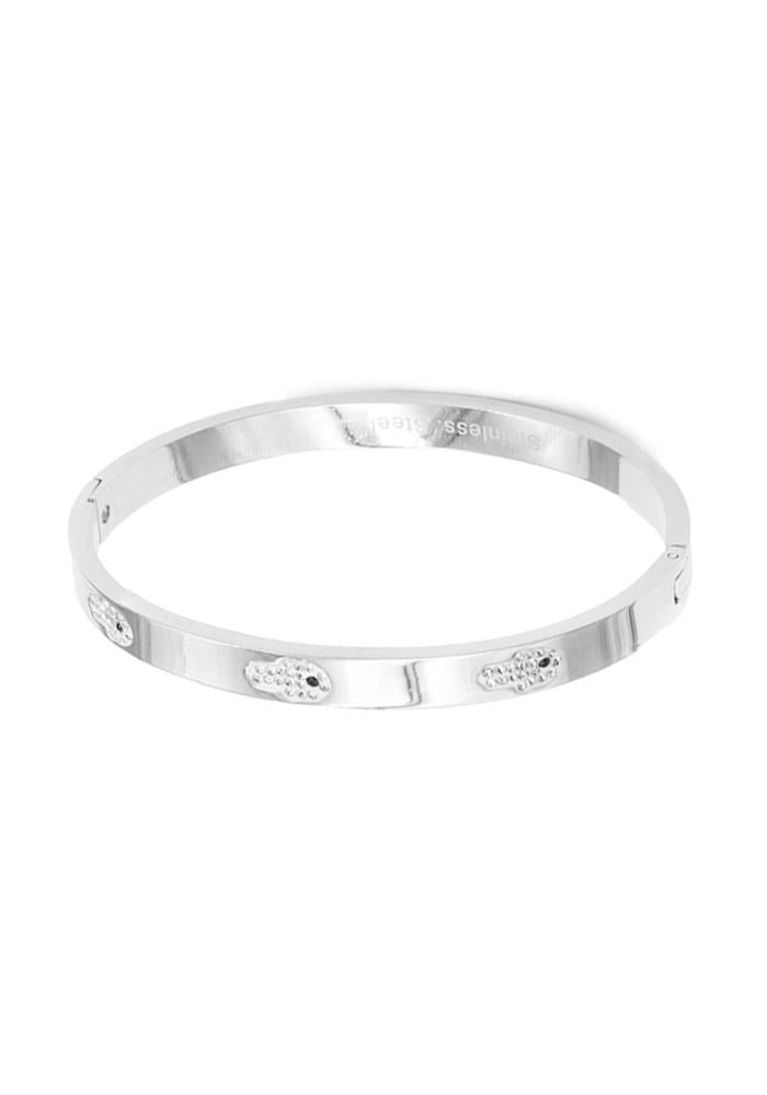 Silver Metal Hamsa Hinge Bracelet