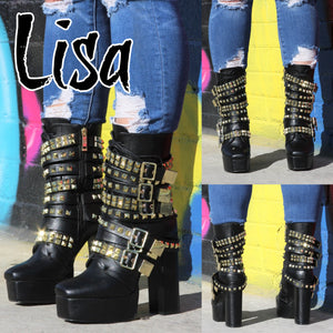 Lisa Black Platform Boots 7/7.5