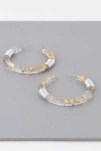 Clear Glitter Hoop Earrings