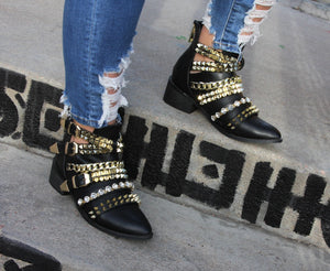 Grind Gold Booties With Gold Ornaments