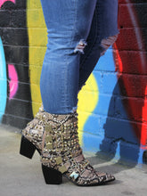 Animaal Nude Snake Printed Booties With Gold Ornaments