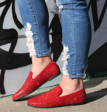 Disco Queen Red Rhinestone Loafers