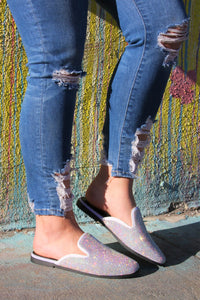 Ms. Bling Iridescent Rhinestone Slides