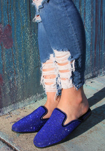 Ms. Bling Blue Rhinestone Loafers