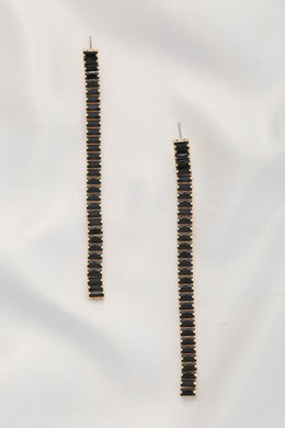 Black Pave Rhinestone Strand Earrings