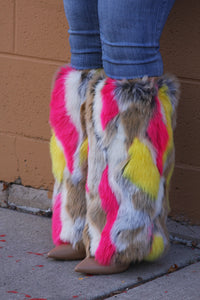 C3 Nude Fuchsia Mix Luxurious Faux Fur Shoe Covers