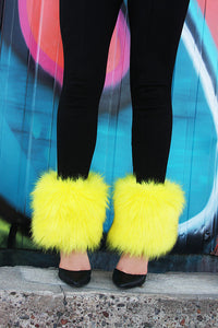 A3 Yellow Ankle Faux-Fur Shoe Covers