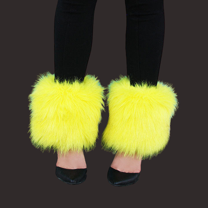 A3 Yellow Ankle Faux-Fur Shoe Covers – nellybernalcollection.com