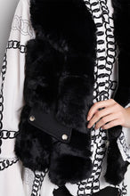 Thea Black Fur Vest with Leather Trim