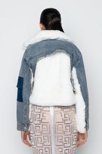 Audrey Blue Denim Jacket w/ White Fur Trim