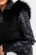 Diamond Black Studded Faux Leather/Fur Jacket