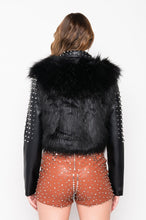 Diamond Black Studded Faux Leather/Fur Jacket