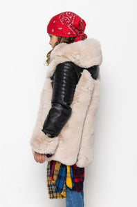 Austin Kids Black/Taupe Moto Jacket w/ Fur Trim