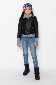 Baby West Kids Black Fringe Leatherette Jacket