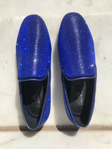 Disco Queen Blue Rhinestone Loafers