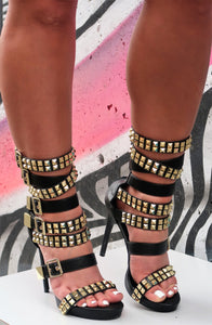 Navaeh Black Heels W Gold Studs LAST SIZE 6/6.5 (36)