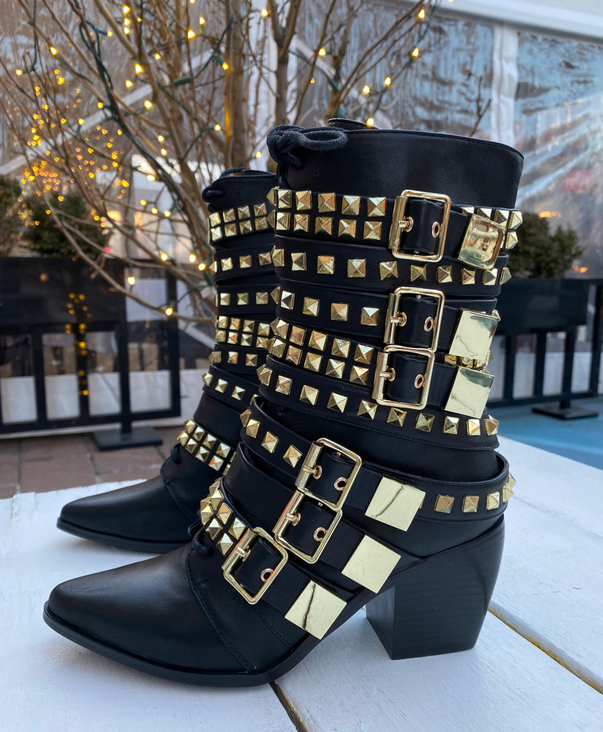 Animaal Black Booties With Gold Ornaments SIZE 36 Animaal Black Booties With Gold Ornaments SIZE 36