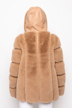 Teddy Light Brown Faux Fur Panel Coat