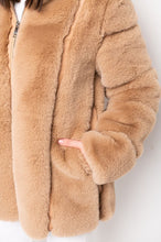 Teddy Light Brown Faux Fur Panel Coat